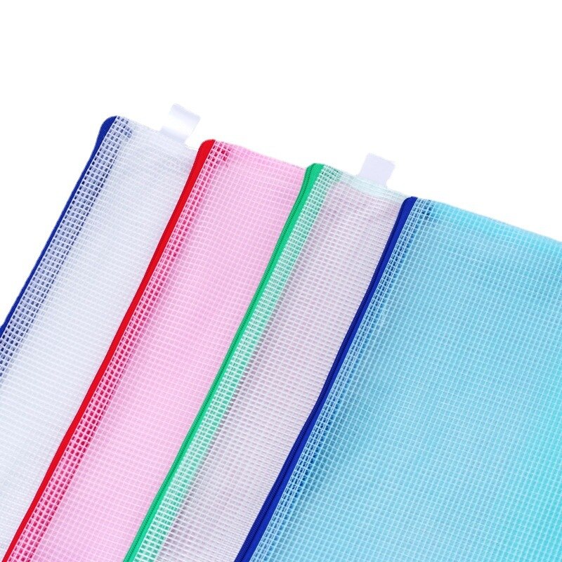 6Pcs A3 A4 A5 A6 Waterproof Plastic Zipper Paper File Folder Book Pencil Pen Case Bag File Document Bags Office Student Supply