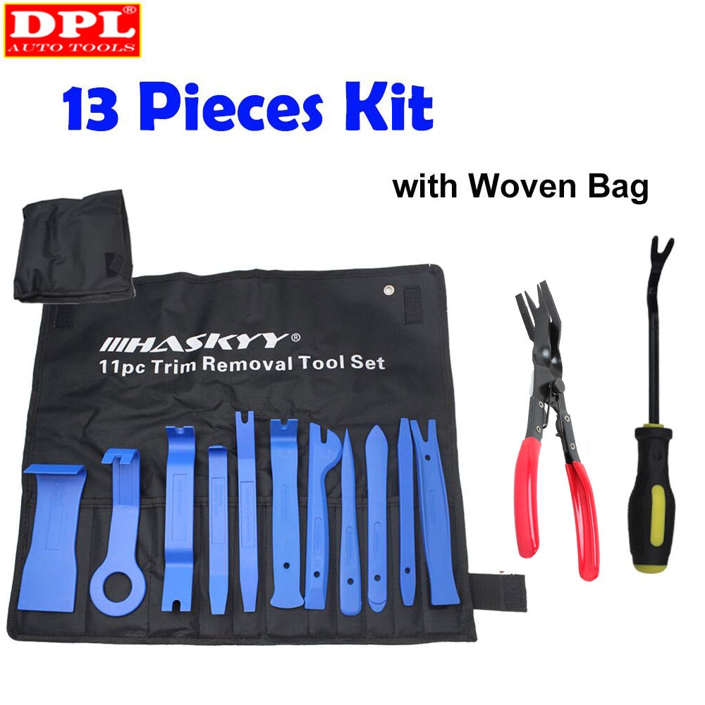 Auto Car DVD Stereo Refit Kits Interior Plastic Trim Panel Dashboard Installation Removal Tool Kit Repair Disassembly Tools Set: 13pcs