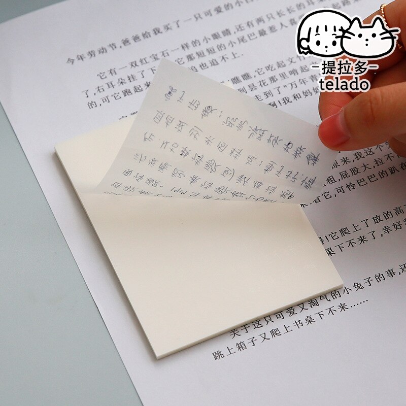 Kawaii Clear Sticky Notes Set 50 Sheets Waterproof Adhensive Notepad Posted it Stationery Stickers School Office Supplies