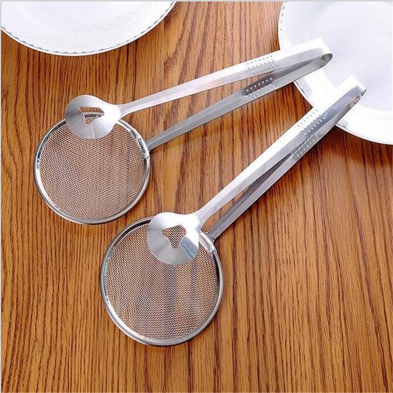 HOMETREE 1 sztuk żywności durszlak ze stali nierdzewnej kuchnia filtr siatka łyżka smażjeden jedzenie sitko oleju klip narzędzia kuchenne klip robić żywności H426