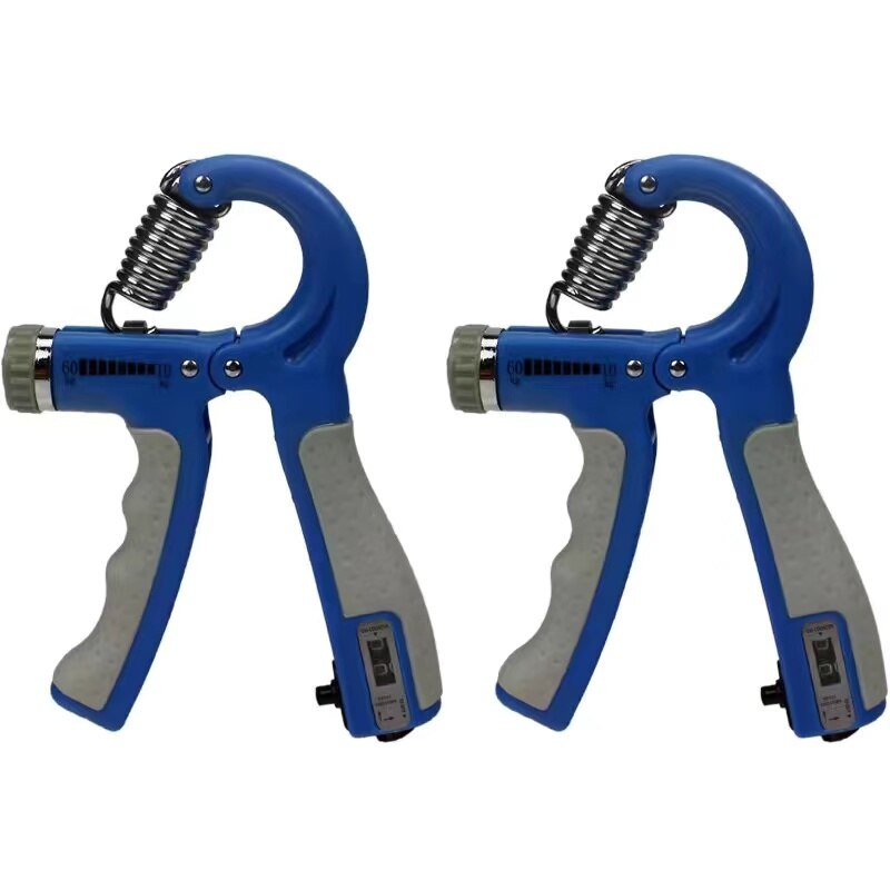 Hand Grip Set Adjustable Finger Strengthener with Counting Function Hand Grips Strengthener Hand Exerciser Grip Strengthener: Blue - 2 PCS