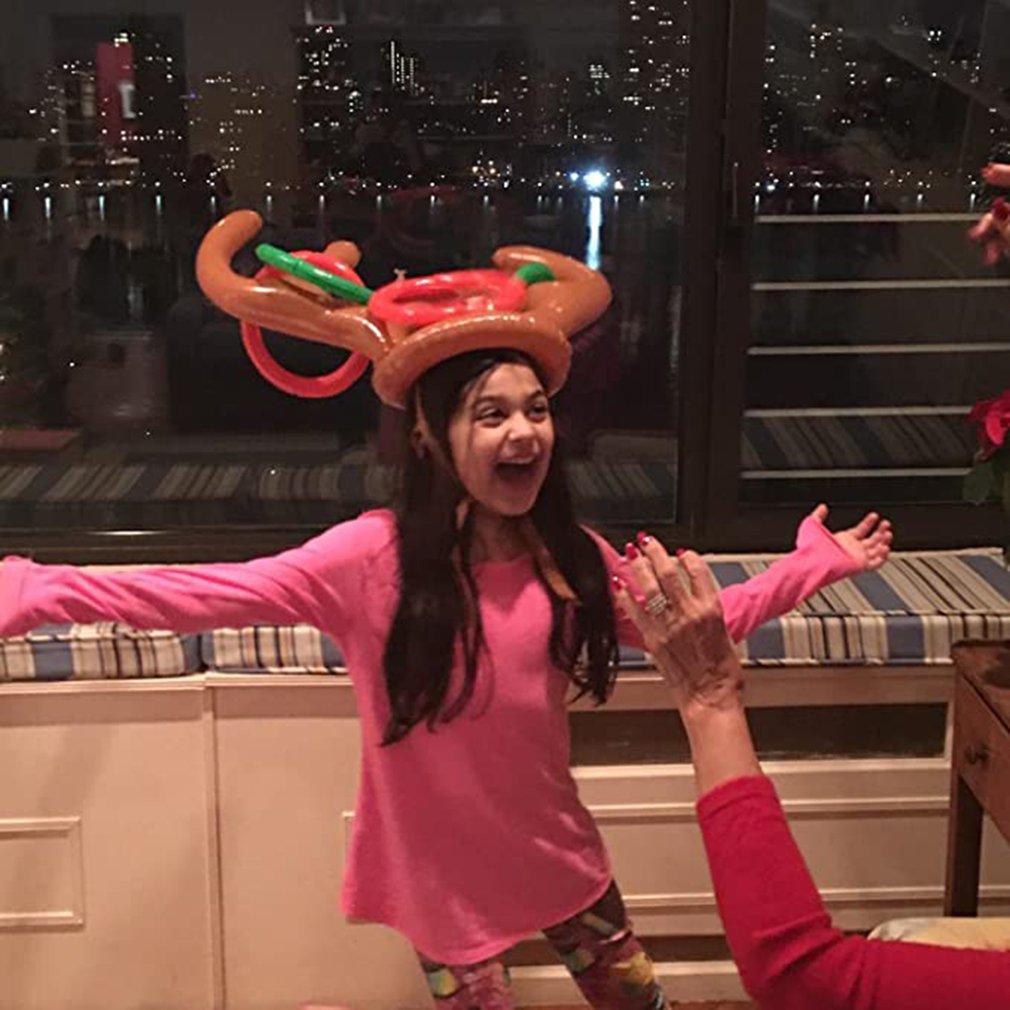 Gonfiabile babbo natale divertente renna corna testa di cervo cappello anello lancio festa di natale forniture per giochi giocattoli accessori natalizi