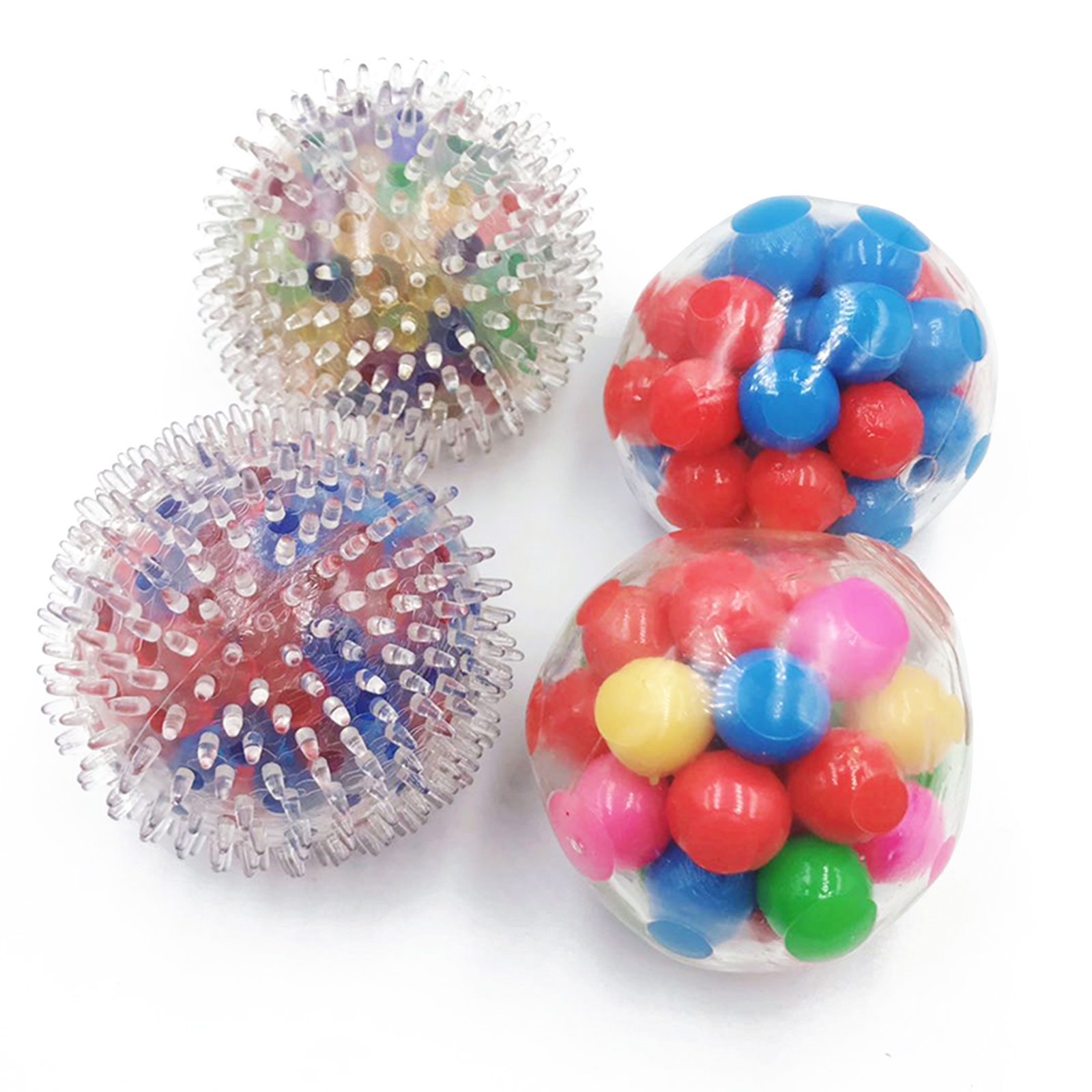 Squeeze Ball Toy DNA Colorful Beads Relieve Stress Hand Exercise Tool for Kids / Adults Random Color