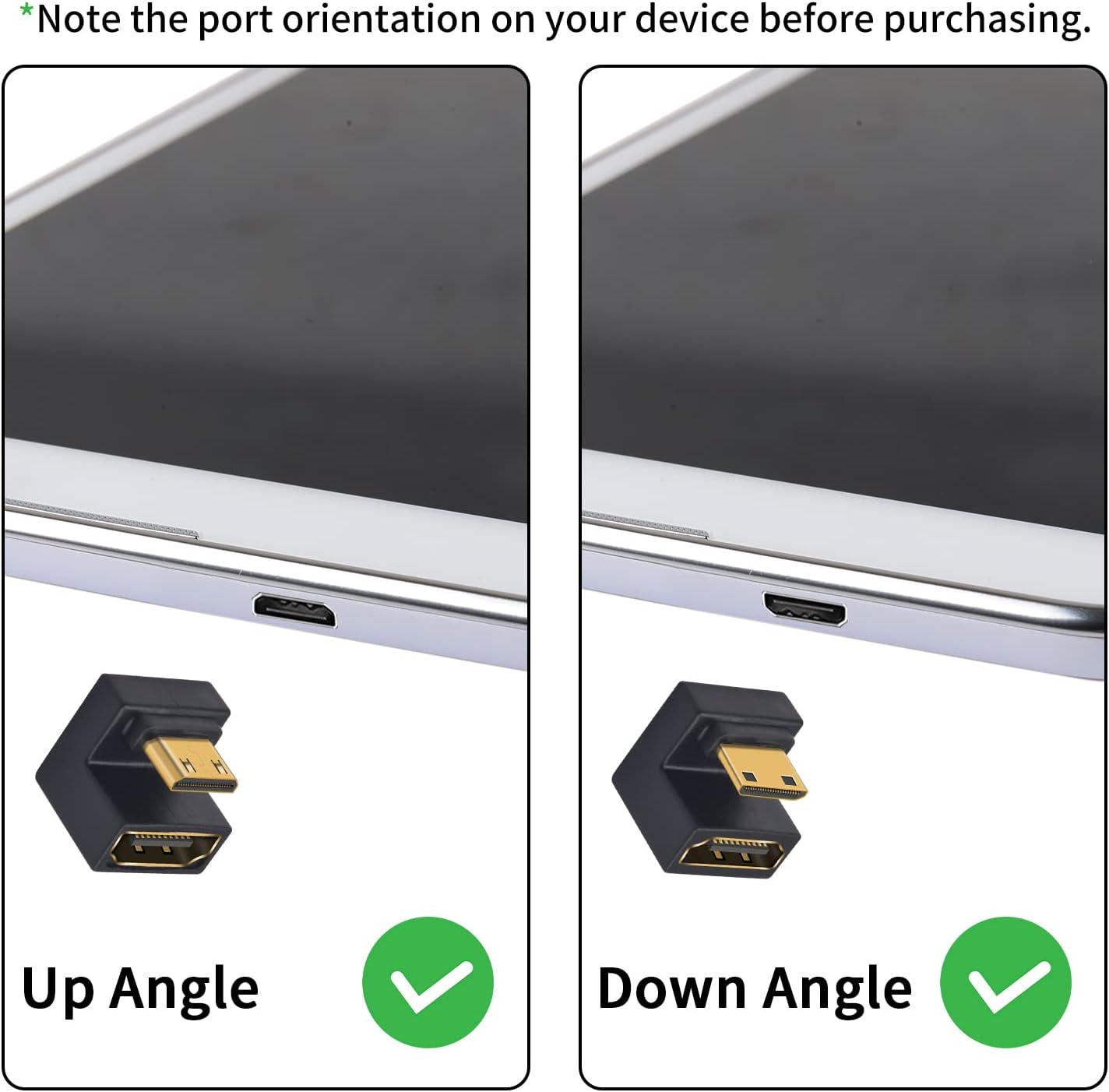 Adaptadores compatibles con HDMI en forma de U UHD 8K, convertidor extensor Mini-HD a HD de ángulo arriba y abajo para Monitor, tableta, videocámara y portátil