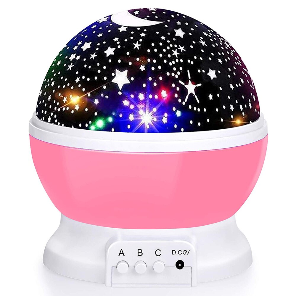 Starry Lights Galaxy Night Light Star Sky Projector LED Rotating Star Moon Night Lamp Battery Bedroom Decor for Kids Baby: Pink