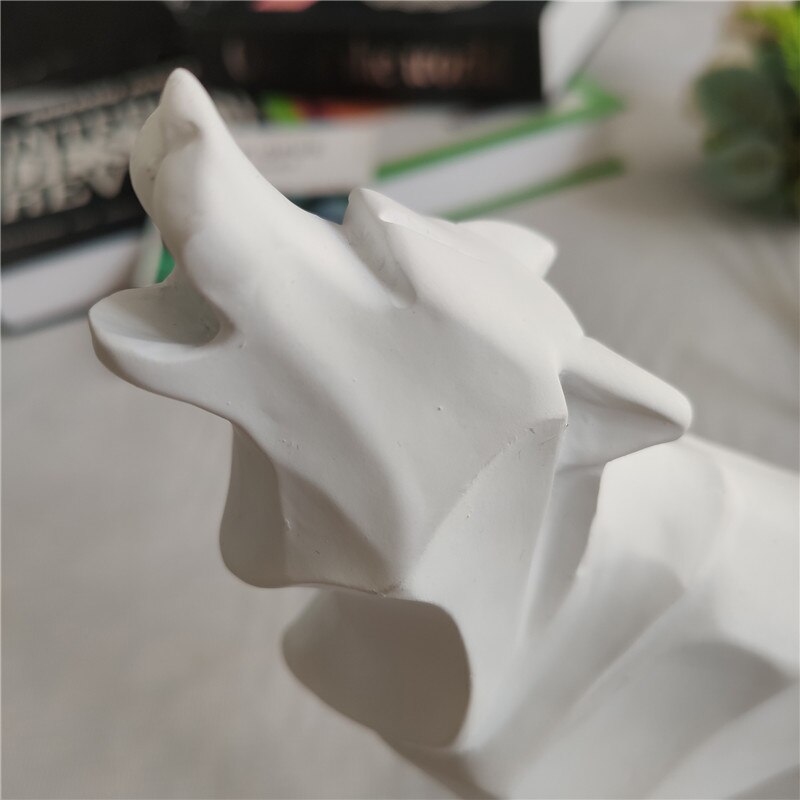 Abstrait Totem loup chien Statue Sculpture géométrique résine ameublement décoration de la maison accessoires moderne ornement artisanat