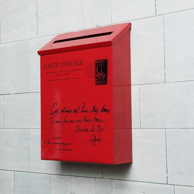 Postkasse vintage metal postkasse sag tin avis brev postkasse vandtæt postkasse låsekasse haven oranment 8 farver: Rød