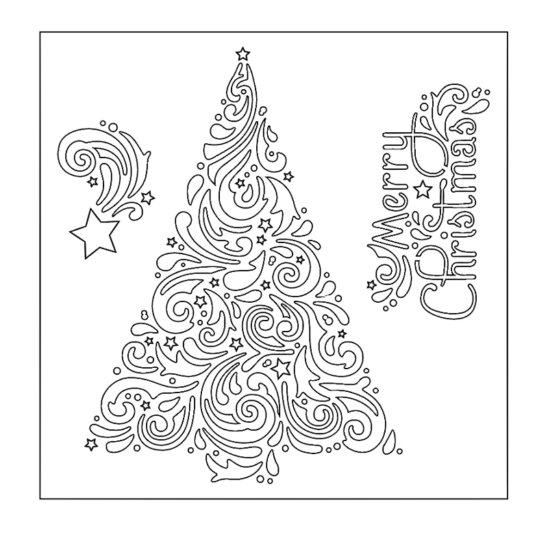 Christmas Tree Stencil for DIY Scrapbooking Embossing Paper Cards Making Decorative Crafts Plastic Drawing Sheets Template 6x6in