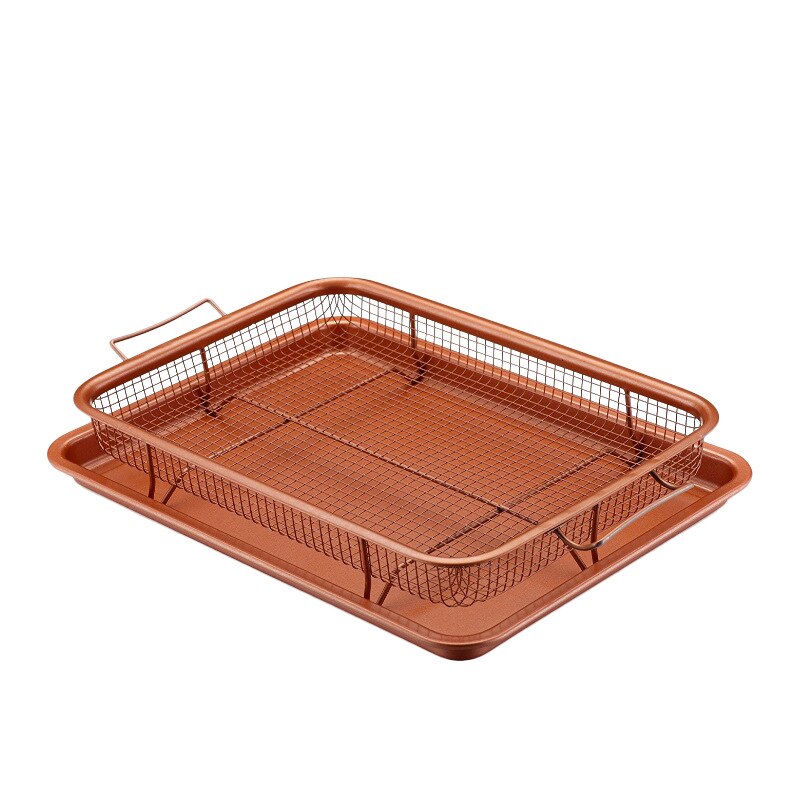 Copper Crispy Tray Durable Mesh Basket Oil Filter Tray Kitchen Safety Tray Fried Food Drainage Tray