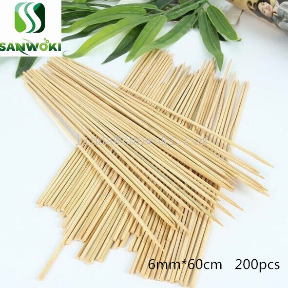 200pcs 6mm*60cm Candied fruit Sticks barbecue skewers Kebab Skewers Potato tower sticks for BBQ Candy floss Bamboo sticks