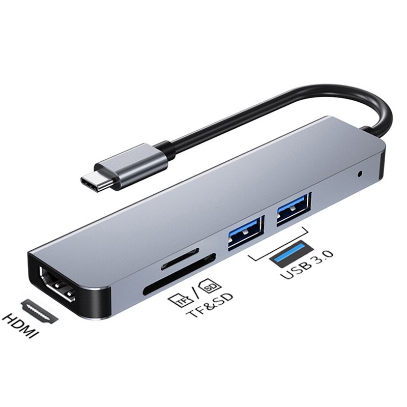 USB C HUB Type C to Multi USB 3.0 HDMI Card Reader Adapter Dock for MacBook Pro Huawei Mate 30 p30 USB-C 3.1 Splitter Hub: 5in 1hub