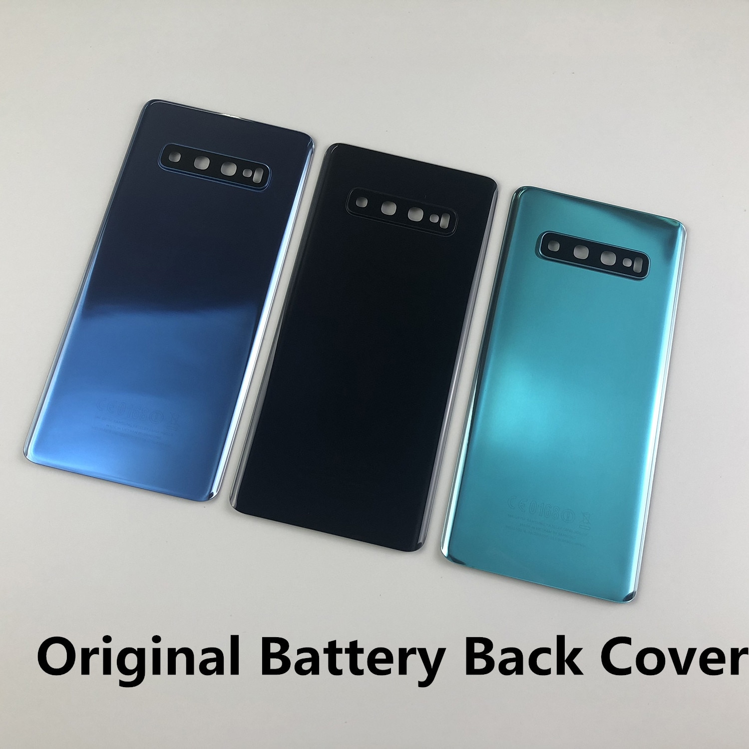 Originale Per Samsung S10 G973/S10 Più G975 Alloggiamento Posteriore In Vetro Della Copertura Posteriore Della Batteria Della Copertura + Colla Adesiva + copriobiettivo della fotocamera + Logo