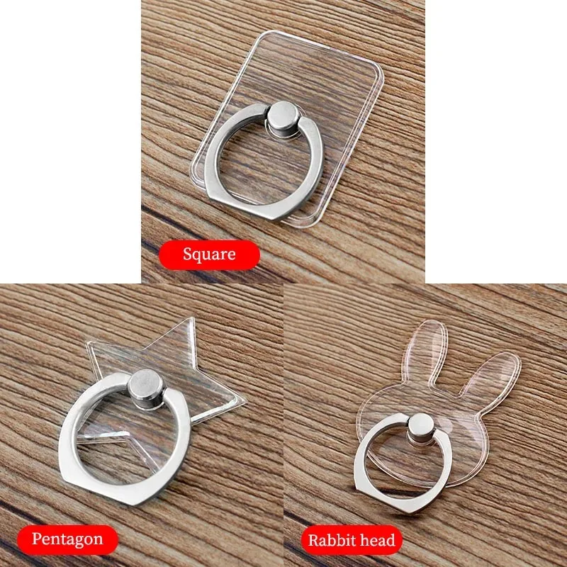 Transparent Cell Phone Ring Holder Stand 360° Degree Rotation Clear Finger Grip Kickstand Compatible iPhones or Phone Case: Rose