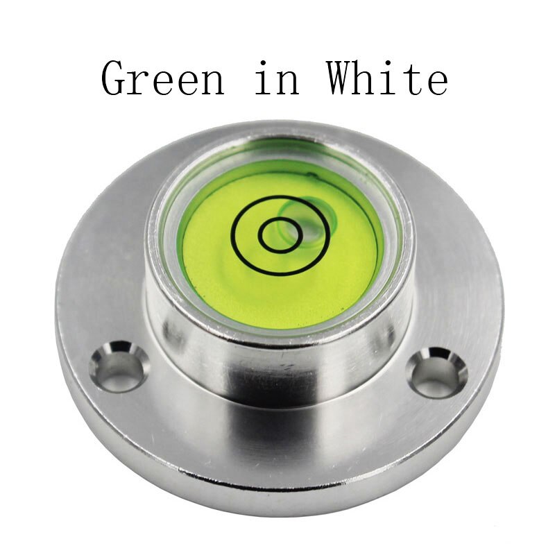 Universal Round Spirit Level Bubble Bead Metal Glass Inclinometer with Installation Base Diameter 34mm 1PCS: Green-in-White