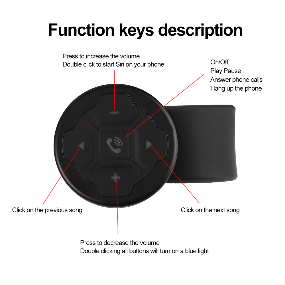 Car Steering Wheel Bluetooth Remote Control Wireless Media Button Multimedia for Android IOS Smartphone Car Kit