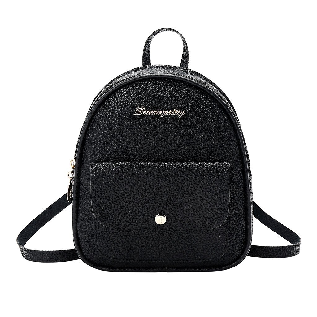 Mini Backpack Women Shoulder Bag For Teenage Girls Kids Letter Purse Mobile Phone Bag School Backpack Bolso Mujer #x: Black