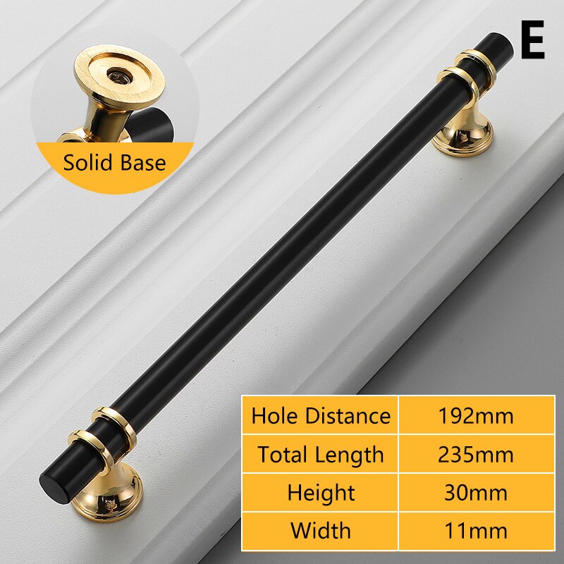 Black Gold Door Handles Kitchen Cabinet Handles Solid Drawer Knobs Modern Aluminum Alloy Furniture Handle Hardware: E