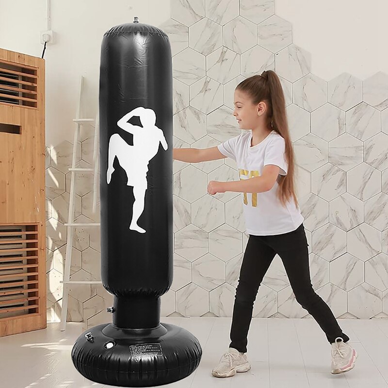 ELOS-Inflatable Punching Bag Inflatable Kids Punching Bag with Stand for Practicing Karate Taekwondo MMA Fitness Kids Adults