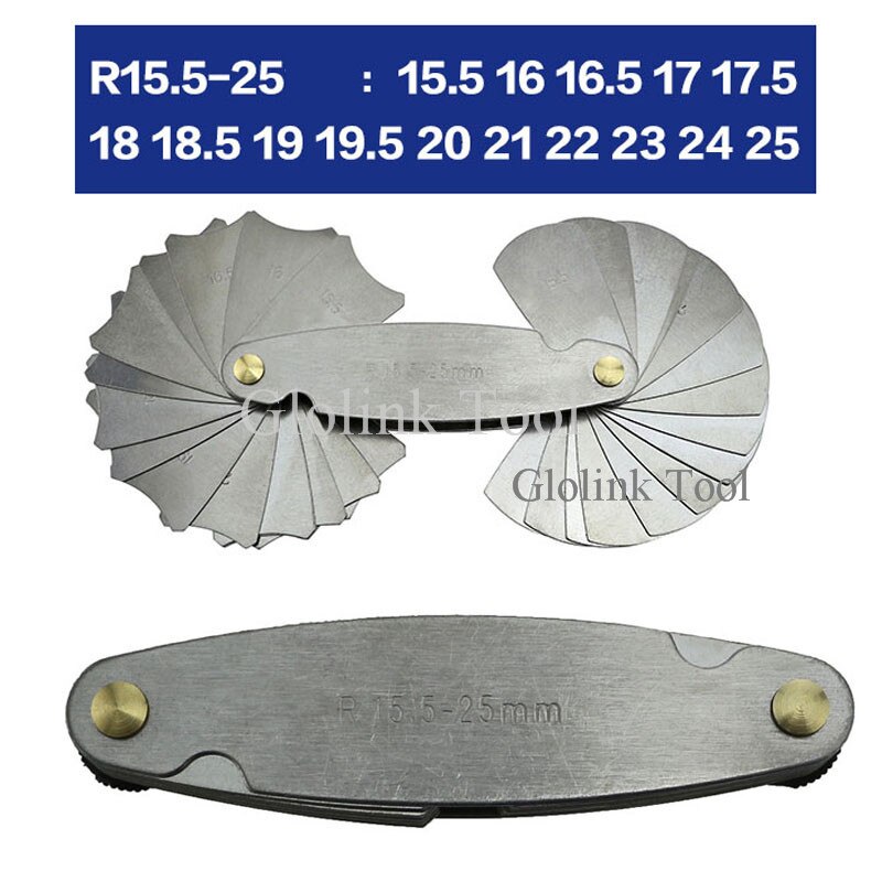 Radius Gage Gauge Fillet set R1-6.5/R7-14.5/R15-25/R26-80mm Concave Convex Arc End Internal External Gauges