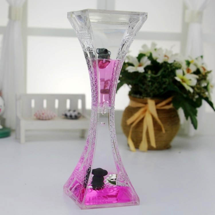 Valentine's Day Double Hourglass Liquid Timer Visual Timer Oil Liquid Motion Hourglass Floating Desk Heart Decoration Acrylic
