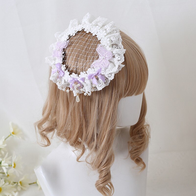 Dla dzieci Lolita opaska robić włosów stroik kwiat koronki projekt włosy księżniczki akcesoria spinka robić włosów hiszpania retro pałac nakrycia głowy A1293: lekki purpurowy