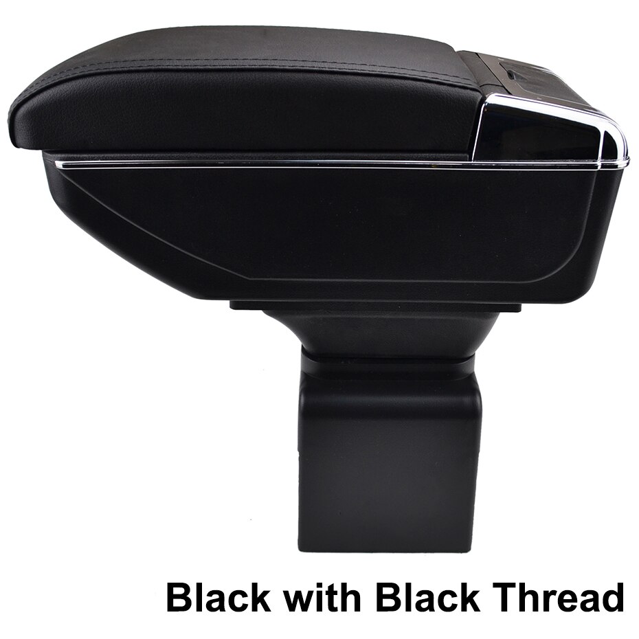 Arm Rest Voor Peugeot 307 Dual Layer Armsteun Center Middenconsole Opbergdoos Bekerhouder Lederen: Black thread