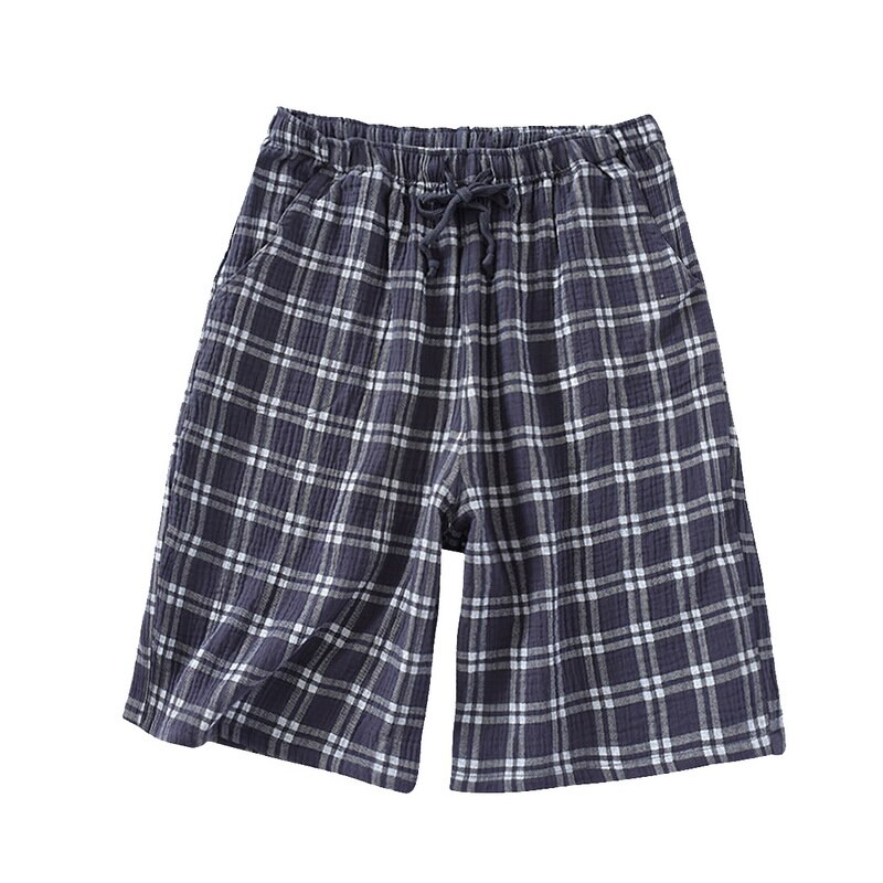 KANCOOL – short à carreaux en coton doux pour hommes, bas de pyjama décontracté pour la maison, vêtements de nuit, été: dark gray / Asian Size L