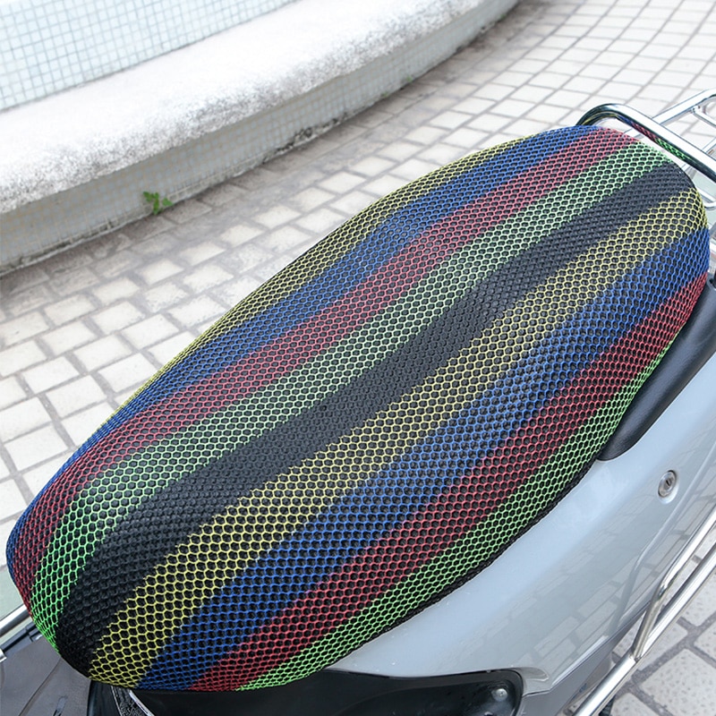 M 3D cubierta de asiento de motocicleta de malla transpirable cubiertas de asiento de Red de bicicleta eléctrica Protector de enfriamiento duradero negro, rojo, dorado, azul, colorido
