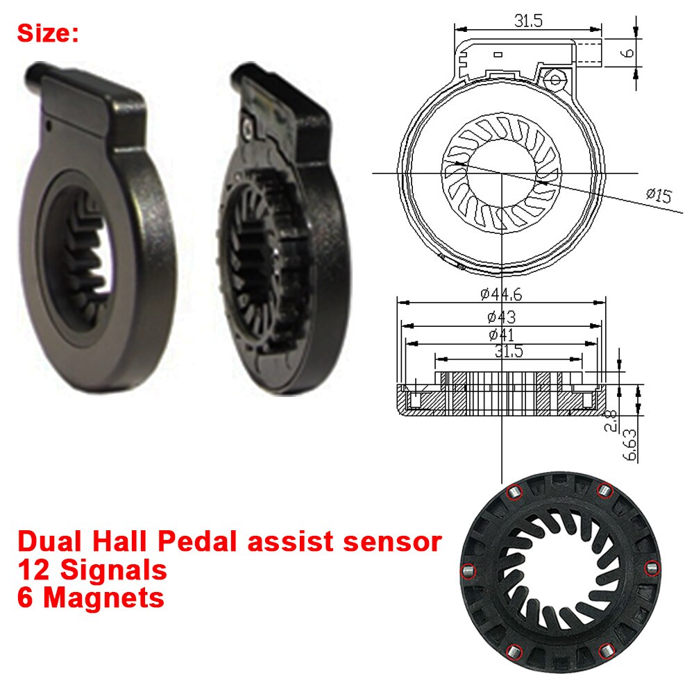 En dag kt  v12l pas sensor pedalassistent dobbel hall 12 magents til elektriske sykkelkonverteringssett deler
