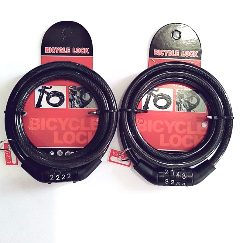 portable Road Bicycle Locks password lock 4-digit bicycle mountain bike password wire lock burglar lock 4-digit password lock: 2 PC-red