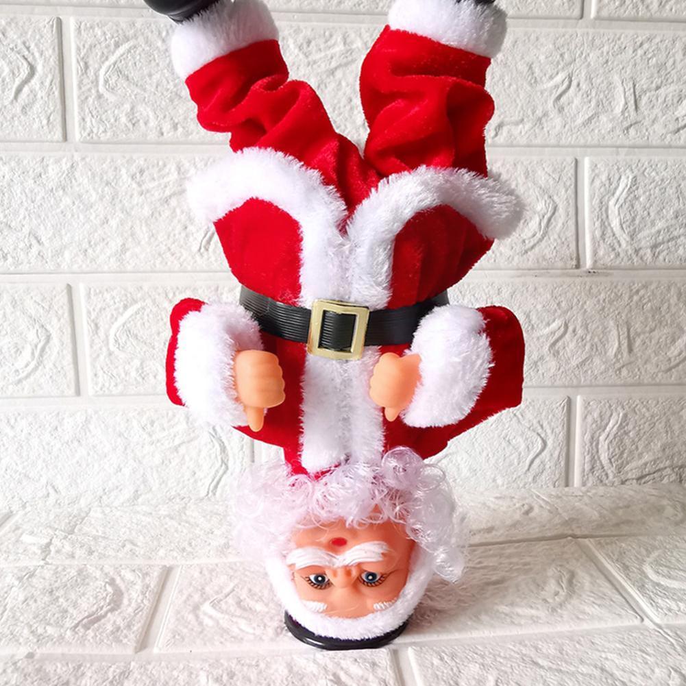 Elektrische Handstand Hip-Hop Kerstman Vorm Muziek Kinderen Ornament Decor Dans Kerst Thuis Zingen Wit C7i4
