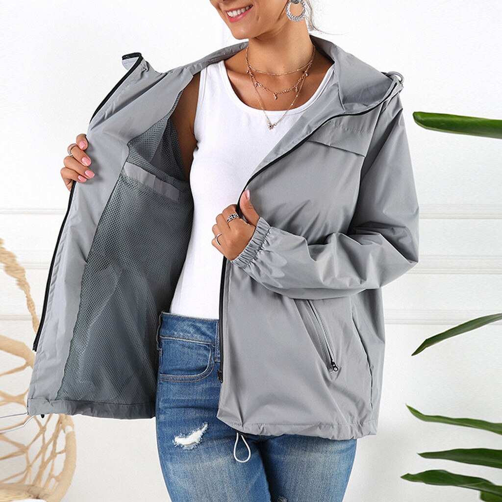 Veste de pluie femmes solide pluie en plein air Plus imperméable à capuche imperméable coupe-vent veste manteau escalade Trekking coupe-vent voyage