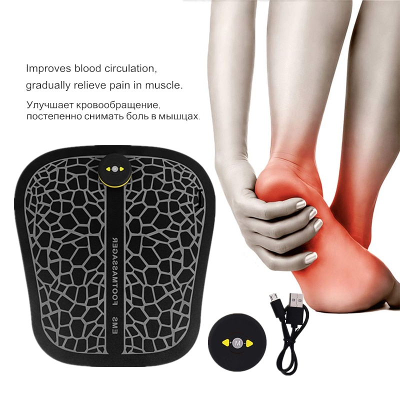 Elektrisk fodmassageapparat pedicure ems fødder muskelstimulator fodmassagemaskine måtte smertelindring forbedre blodcirkulationspuden