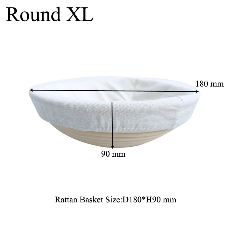 Meibum Brot GäSprosse Rattan Korb Runde Brotform Banneton Teig Proofing Körbe Leinen Liner Schaber Messer Backen Werkzeuge: runden XL