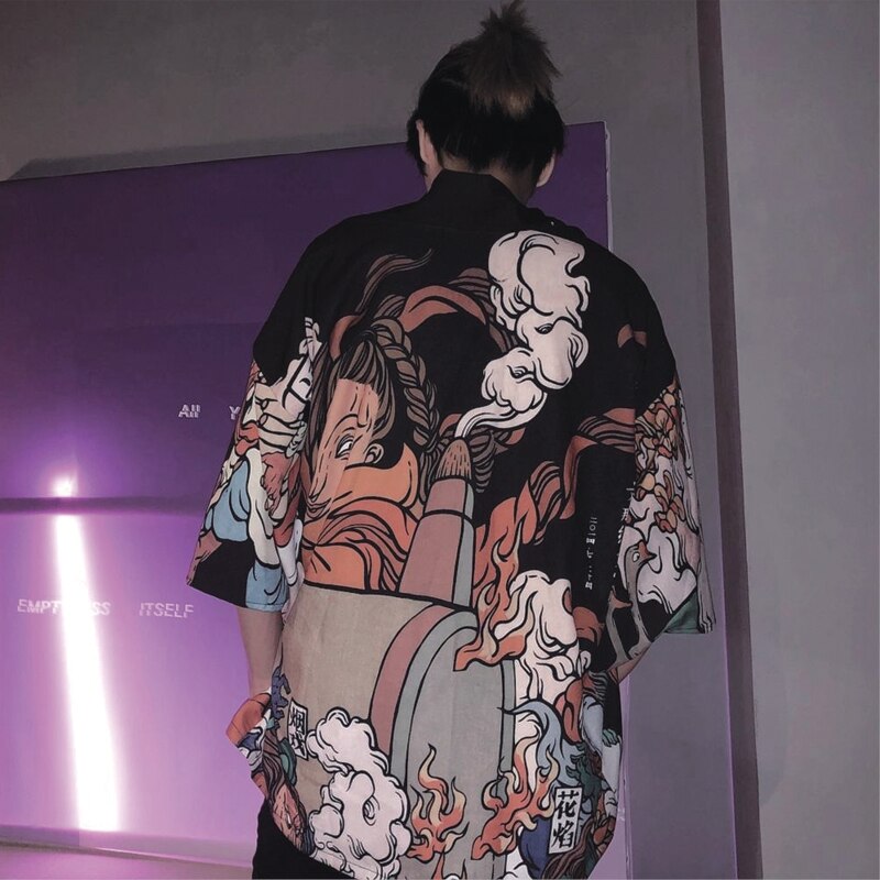 Japanse Kimono Man Yukata Haori Vest Mannen Samurai Kleding Kimono Jas Heren Kimono Streetwear Mannen Japanse Blouse Shirt