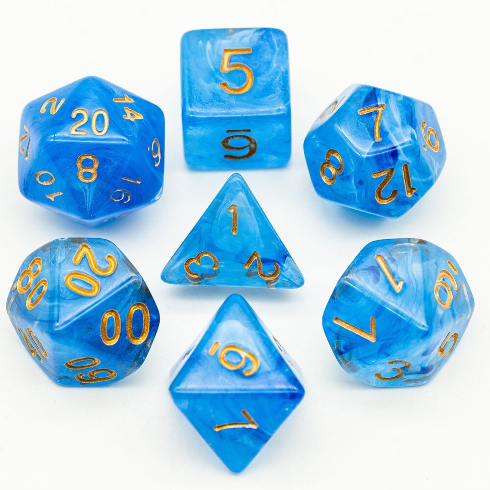 7 teile/satz D & D Würfel Transluzenten Wolken DND Würfel D4 D6 D8 D10 D % D12 D20 polyedrisch Spiele würfel einstellen für MTG RPG: Blau