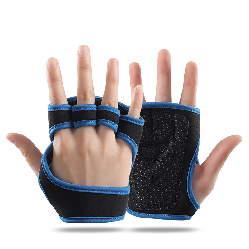 Gewichtheffen Trainingshandschoenen Voor Mannen Vrouwen Fitness Sport Body Building Gymnastiek Antislip Hand Pols Beschermer Handschoenen: M / Blauw
