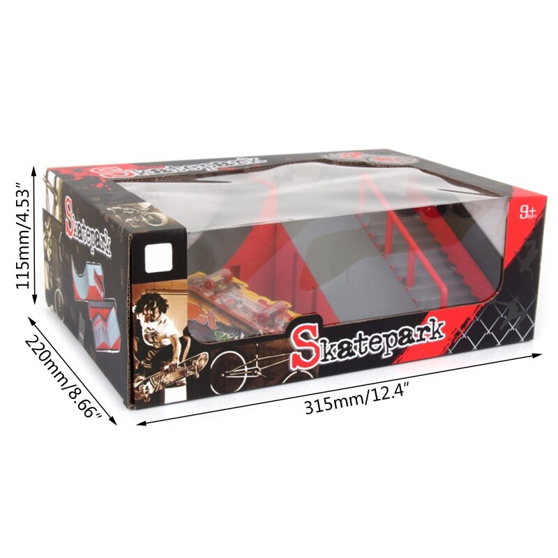 Finger Skate Park Kit Ramp Part with 1 Finger Skateboard Mini Scooter Scene Prop