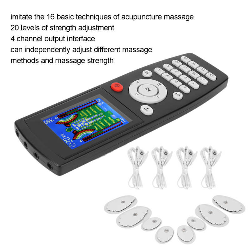 Elektronische Puls Stimulator 16 Modes Dual Output 4 Kanalen Tientallen Stimulator Voor Full Body Massage