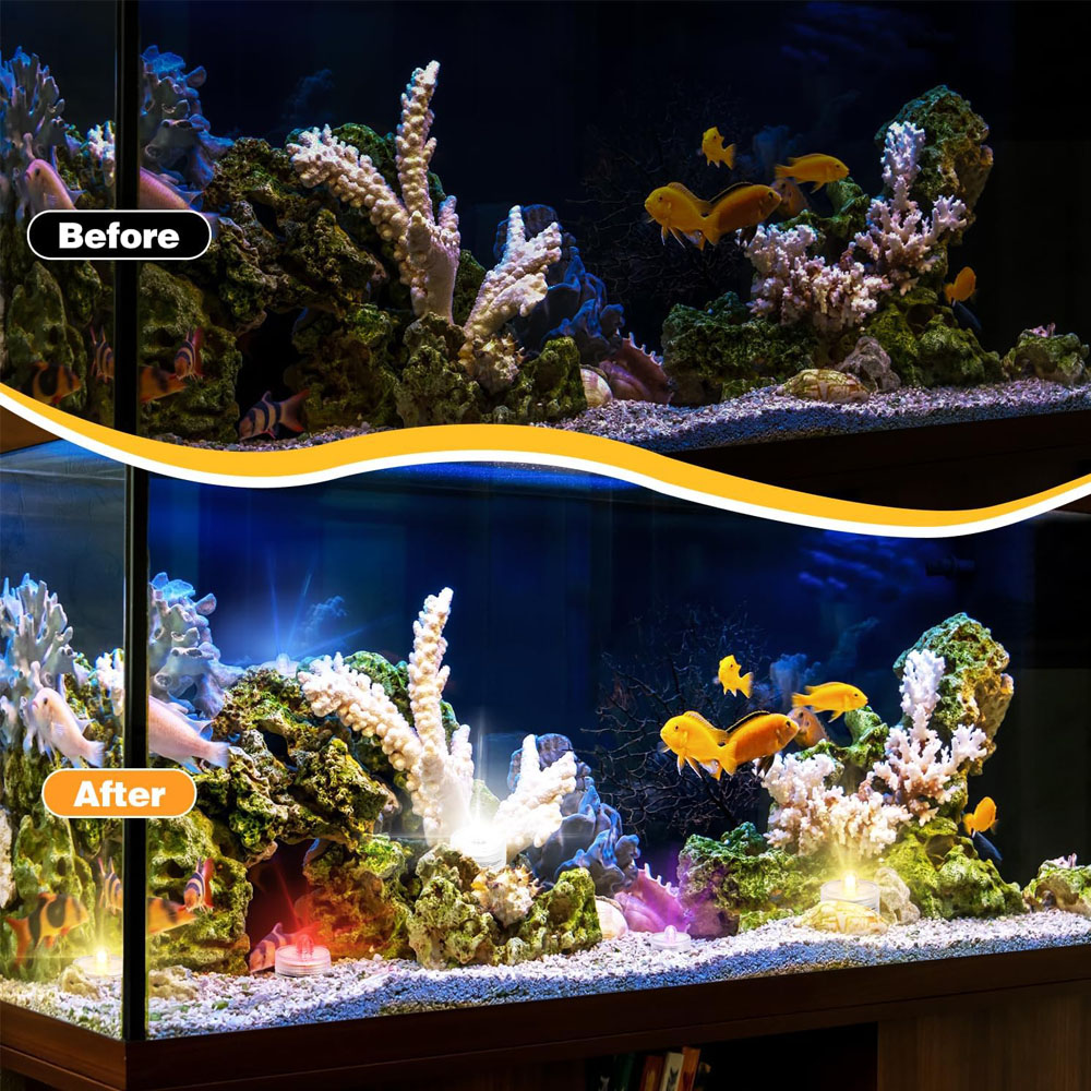 Waterproof Submersible LED Light Tea Lights Pond Underwater Small LED Lights for Wedding Home Vase Festival Party Decoration