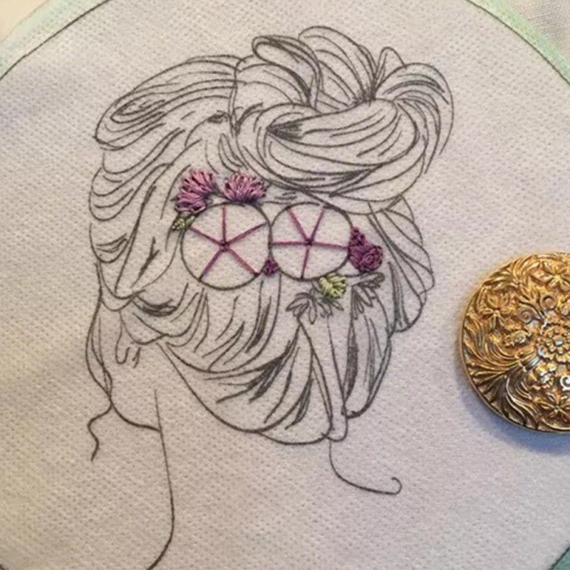 DIY Handmade Embroidery Starter Kit With Bamboo Embroidery Hoop Chinese Style Su Xiu Fairy Flower Pattern Cross Stitch Kit