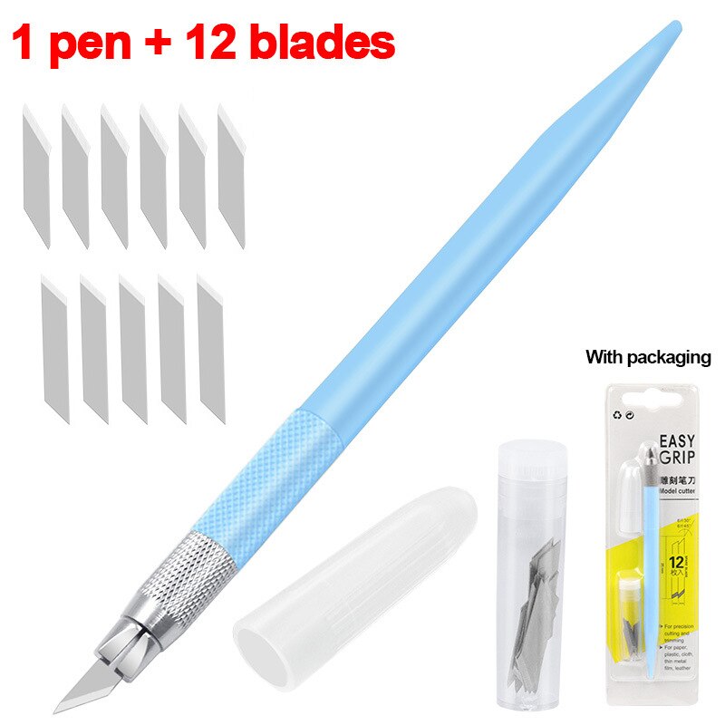 12 Stuks Messen Multifunctionele Vleesmes Scrapbook Sticker Pincet Kleur Non-Slip Handvat Papier Snijden Mes Briefopener: Engraving Knife-2