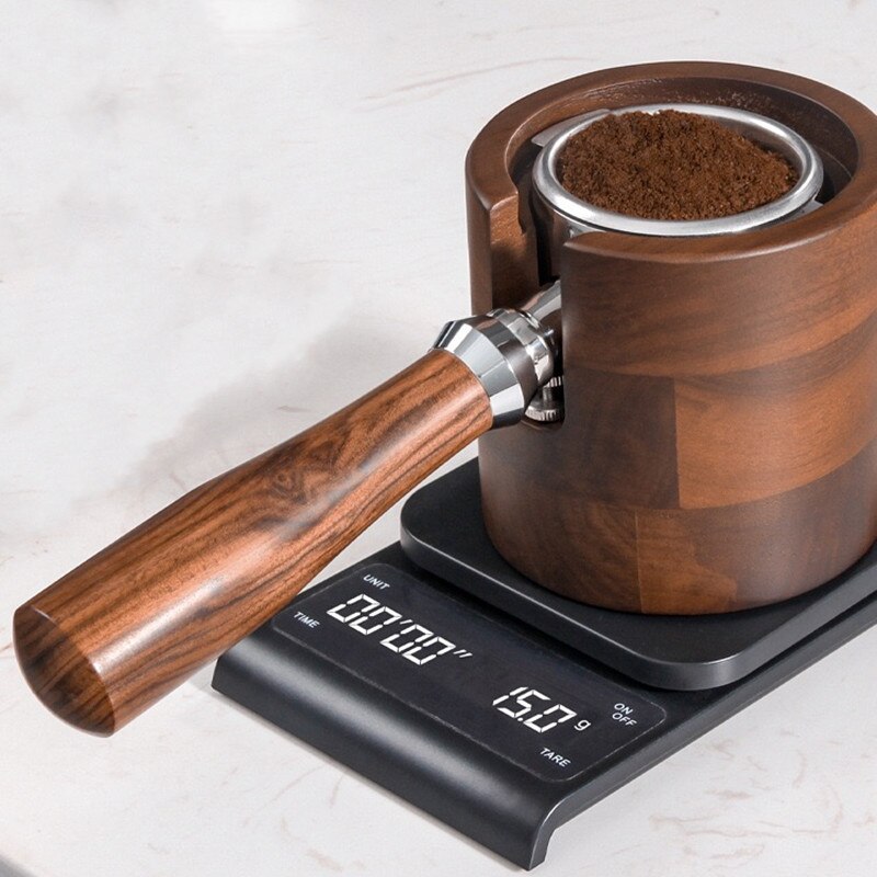 58mm Solid Wunalt Wooden Coffee Filter Tamper Holder Stand Espresso Distributor Mat Support Base Rack Barista Tools Accessories