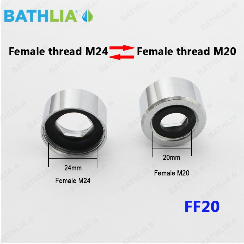Messing vandhaner belufter adapter kvindelige blandestik  m18,m20,m22,g1/2 hurtig havearator adapter: Femalem 24- hun  m20