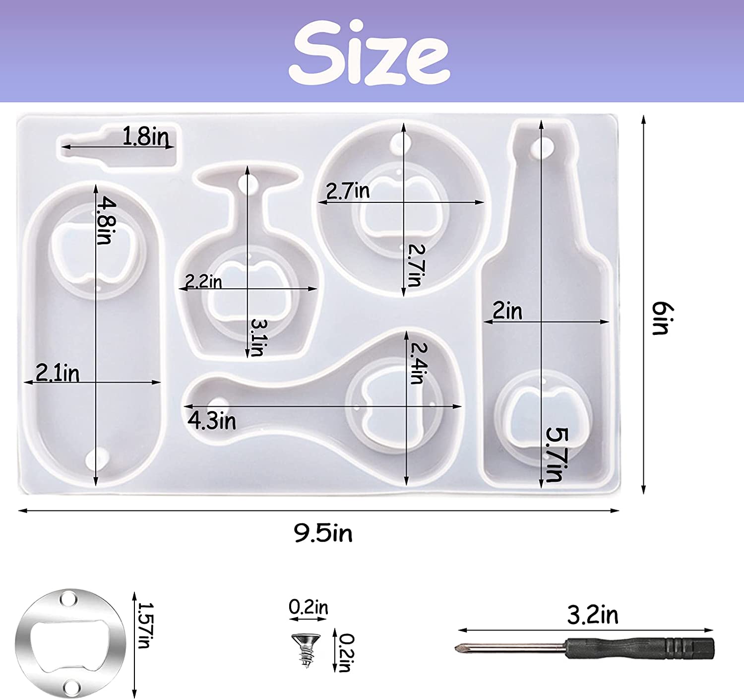 Kit de moldes de resina para abridor de botellas, moldes de silicona para abridor de cerveza epoxi, moldes de fundición de joyería de resina para sacacorchos de vino, manualidades DIY: Default Title