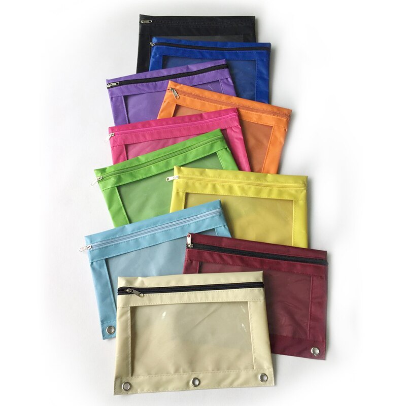 Sac porte-fichiers de documents | Sac de papeterie scolaire et de bureau 1Pc, sac à crayons avec fermeture éclair, pochette avec anneau Rivet, 3 trous