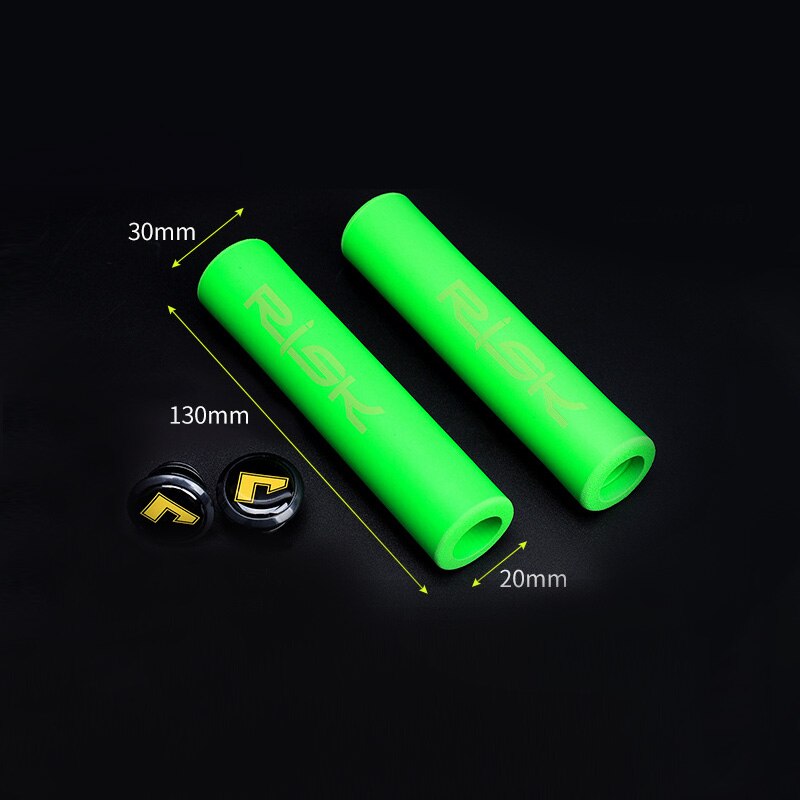 RISK-Puños de goma con topes de aluminio para bicicleta, guantes de Manillar de bicicleta de montaña suave de silicona, amortiguadora de deslizamiento, parte absorbente, , 1 par