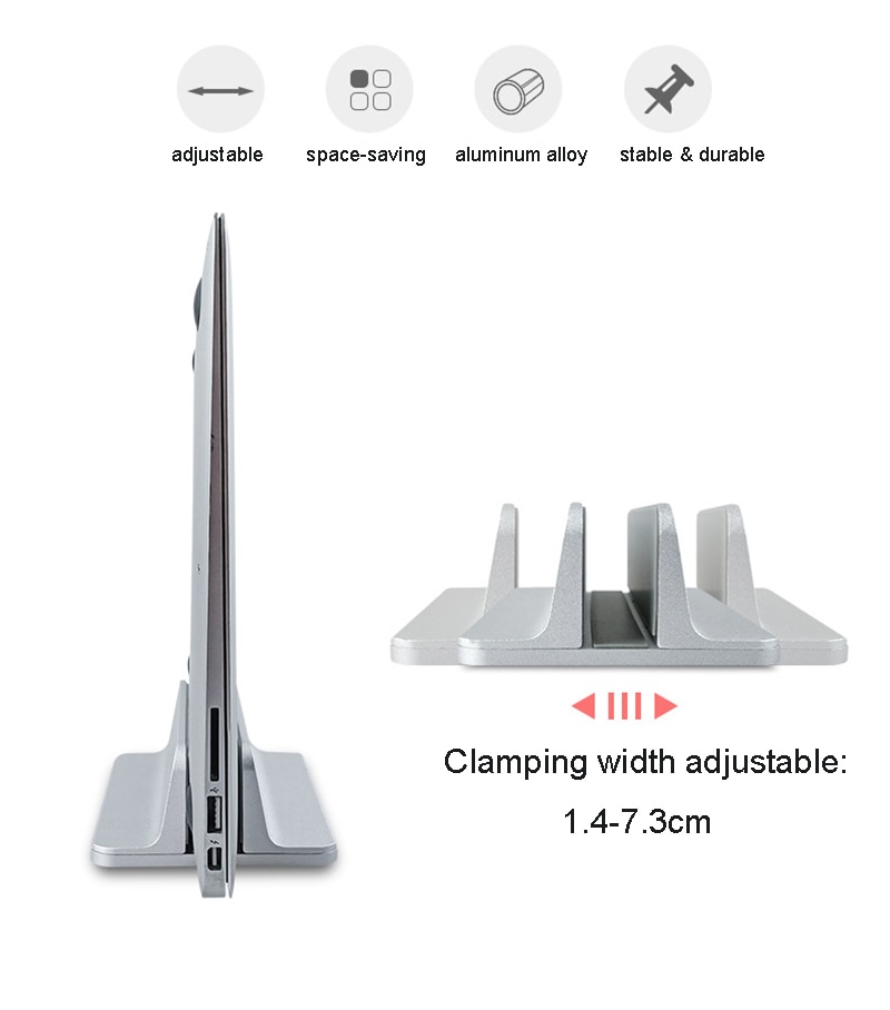 Verticale Verstelbare Laptop Stand Aluminium Draagbare Notebook Mount Ondersteuning Base Houder voor MacBook Pro Air Accessoire HC001