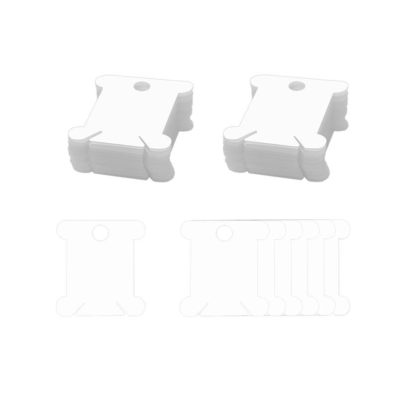 Embroidery Thread Holder Floss Craft Bobbin Cross Stitch Storage Holder Plastic Sewing Thread Board Card Thread Organizer: White / 100 pcs