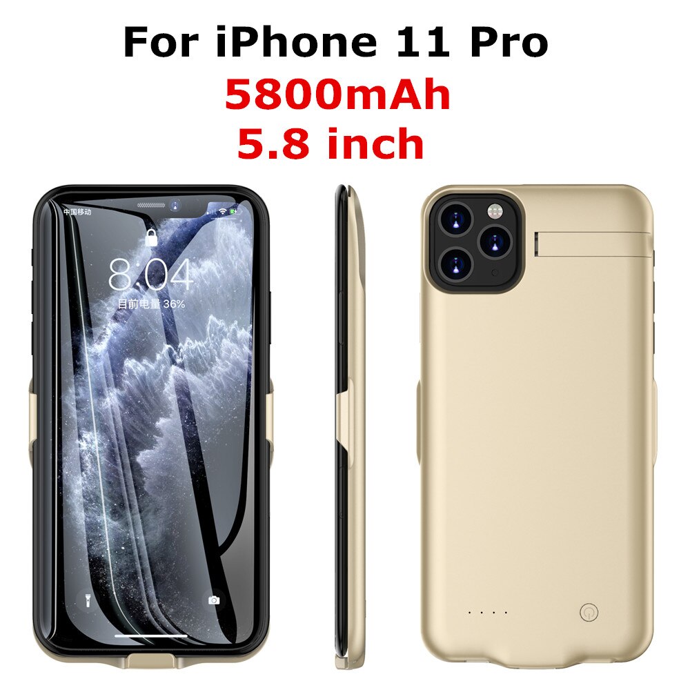 Ultra Slim Powerbank Case Voor iPhone 11 Pro Battery Case Backup Power Bank Batterij Oplader Voor iphone 11 Pro max Power Case: Gold for 11 Pro